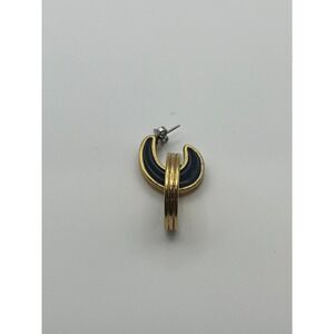 Gold Tone Hoop Earrings Cream Enamel C Shape Statement Fashion Jewelry